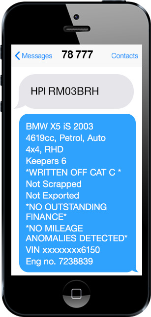 HPI Text Check Example On Phone